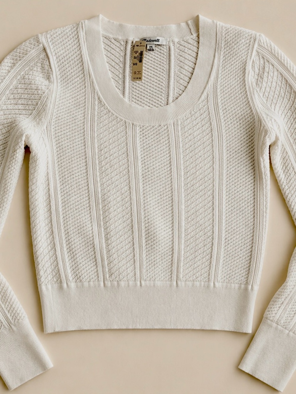 NWT Madewell Pointelle Ivory/Cream Knit Top – XXS ✨